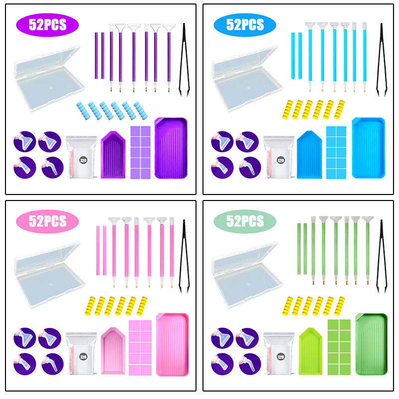 DIY new diamond painting tools elbow point drill pen funnel drill tray silicone mud set boxed multi-color foreign trade light small