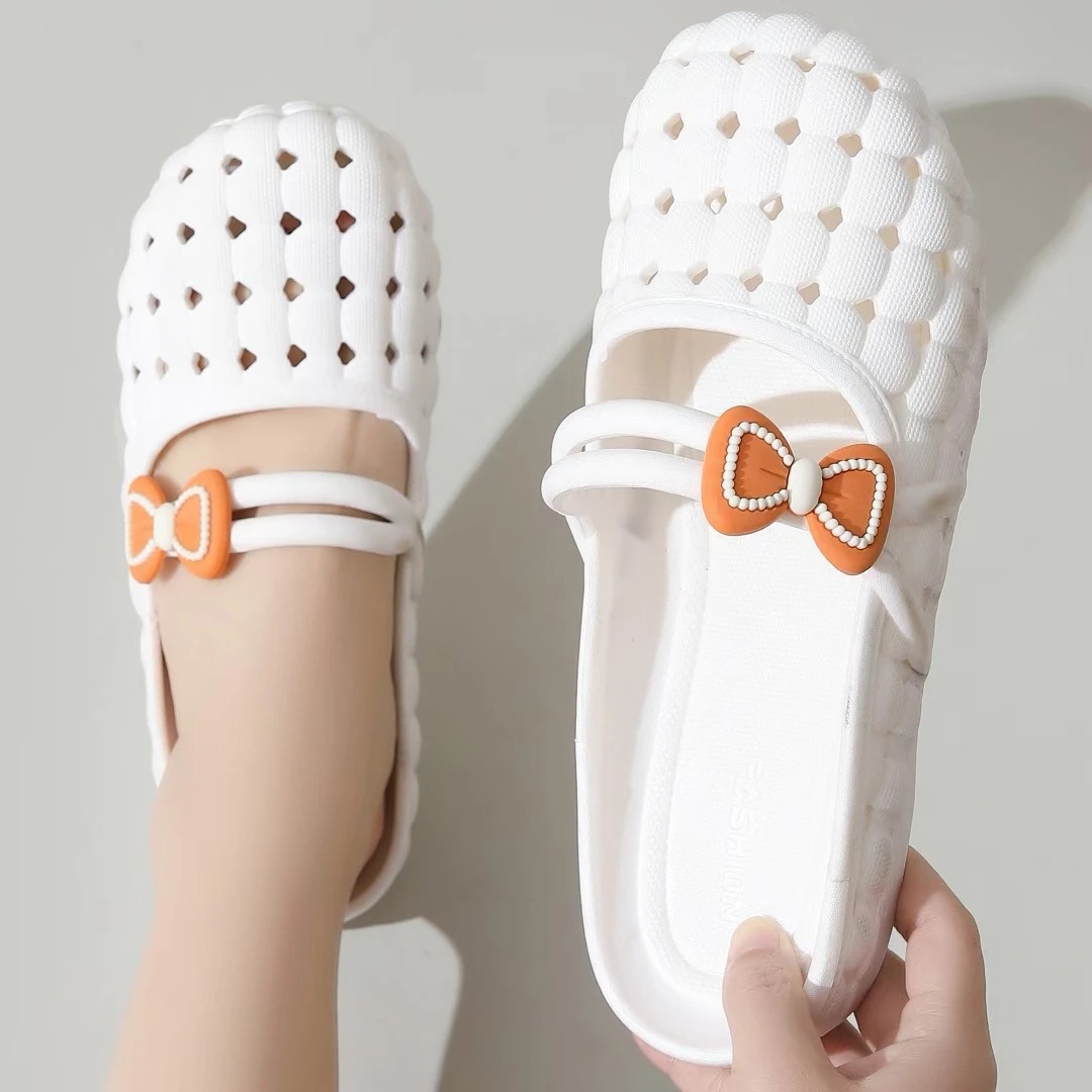 Baotou Slippers Women's Summer Soft Sole Korean Style Household Indoor and Outdoor Wear Breathable Non-Slip Flat Sandals Plastic Hole Shoes