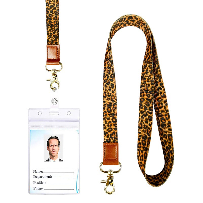 Korean-style beautiful small floral dairy print polyester ID buckle lanyard pvc transparent ID card holder