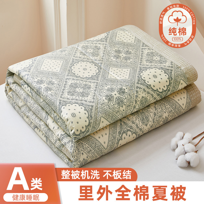Picture of Class A Mother and Infant Grade Xinjiang Cotton Summer Cool Quilt Household Cotton Machine Washable Air-conditioning Quilt Summer Pure Cotton Single Thin Quilt