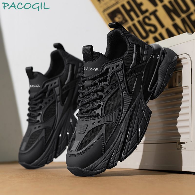 Shoes Men's 2025 Spring New Black Casual Shoes Sports Four Seasons Torre Shoes Thick Sole Trendy Joker Shoes