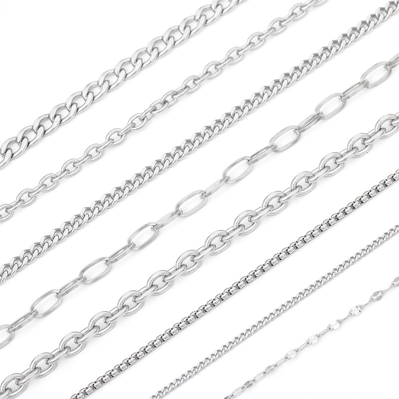 Picture of Trend Hip Hop Stainless Steel Y2K Ancient Silver Chain Extension Chain DIY Handmade Jewelry Bracelet Necklace Accessories Material