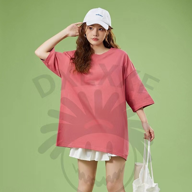 Japanese heavy 240 solid color short sleeve women's base shirt pure white T-shirt combed cotton Tee men's half sleeve inner wear wide loose summer