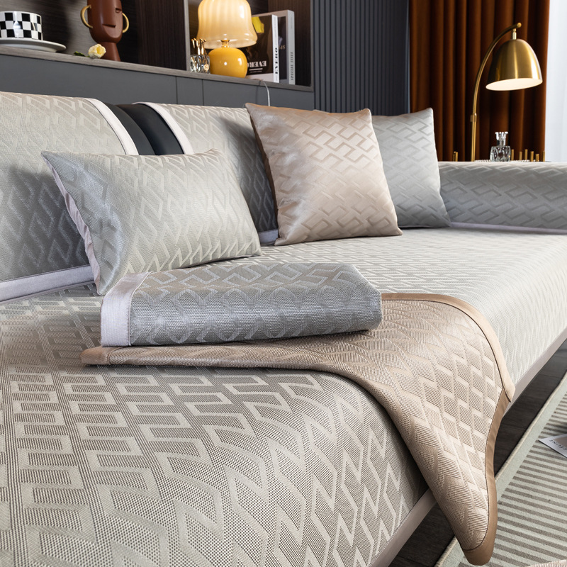 2025 New Ice Silk Mat Sofa Cushion Accessible Luxury Simple Modern Non-Slip Cushion Full Cover Towel Cooling Mat Summer Style