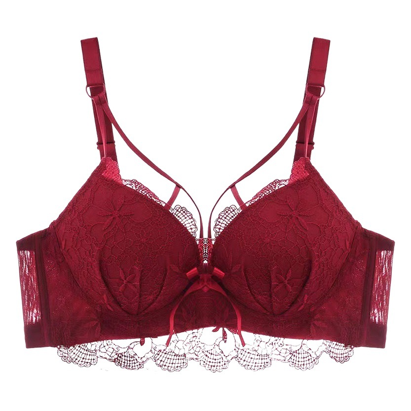 Sexy underwear women's birth year red bra push up small chest without steel ring breast contracting anti-sagging adjustable bra