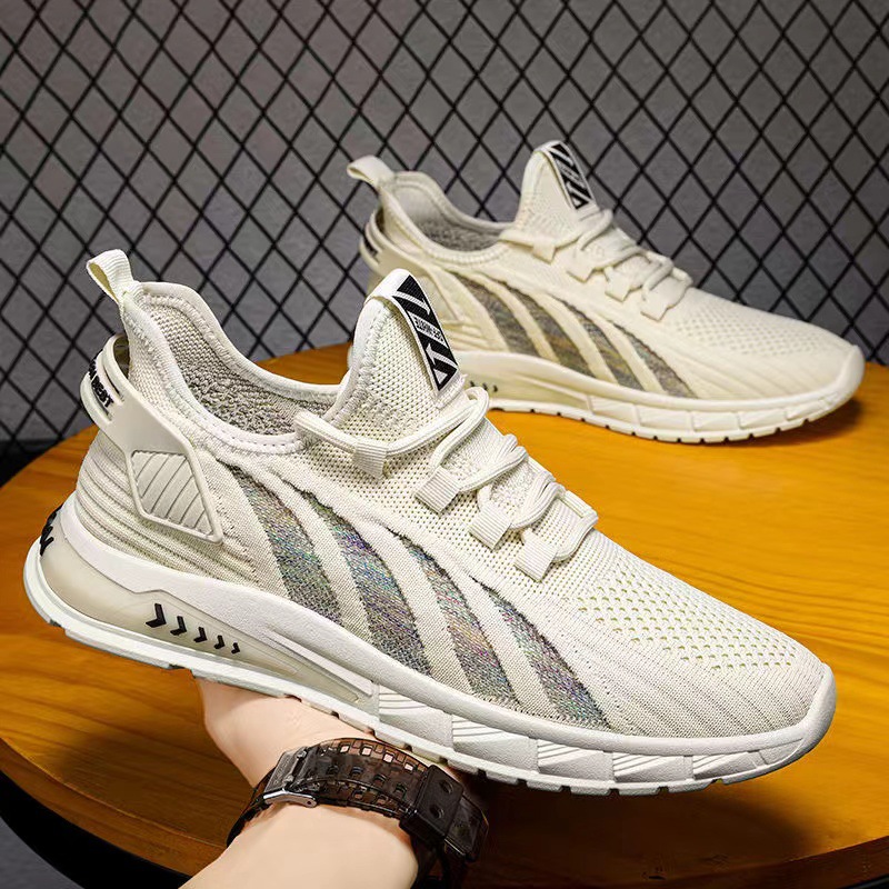 Cross-border plus size Men's Shoes Factory Straight Hair Spring and Summer Flying Weaving Mesh Surface Breathable sneaker Casual Running Shoes Foreign Trade