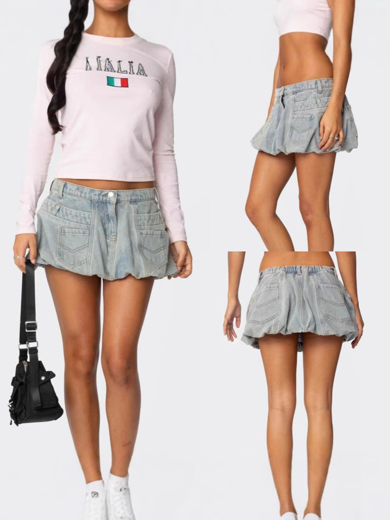 Europe and the United States cross-border women's clothing foreign trade new Denim skirt Europe and the United States sexy niche retro flower bud skirt in stock women