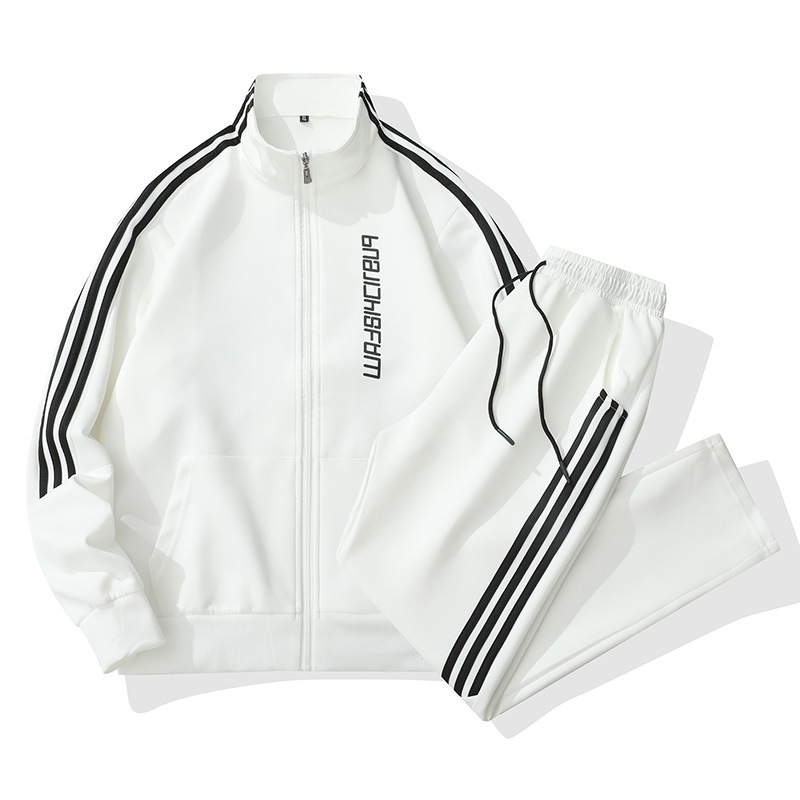 Outdoor Leisure Sports suit Men's Spring and Autumn New Vertical Collar Cardigan Jacket Two-piece Set for Couple Stitching Men's suit