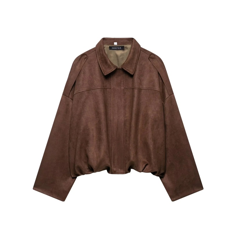 Picture of Kaopu Za American Style 2025 Retro Coat Spring Bomber Jacket Women Casual Faux Leather Streetwear Outerwear