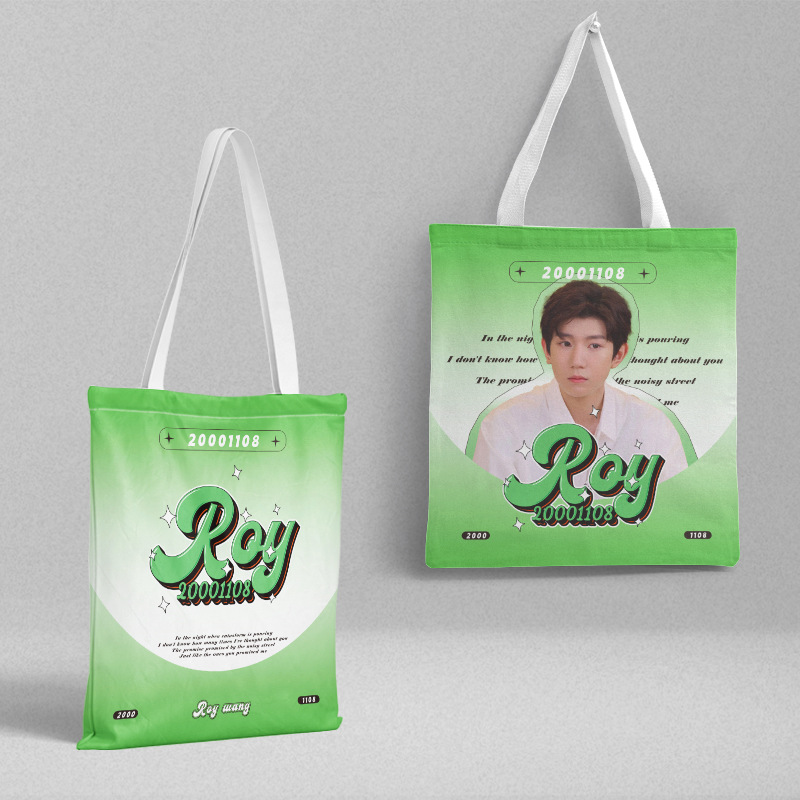 Wang Yuan canvas bag 36x 39cm star around Korean high school students handbag shopping bag file bag wholesale