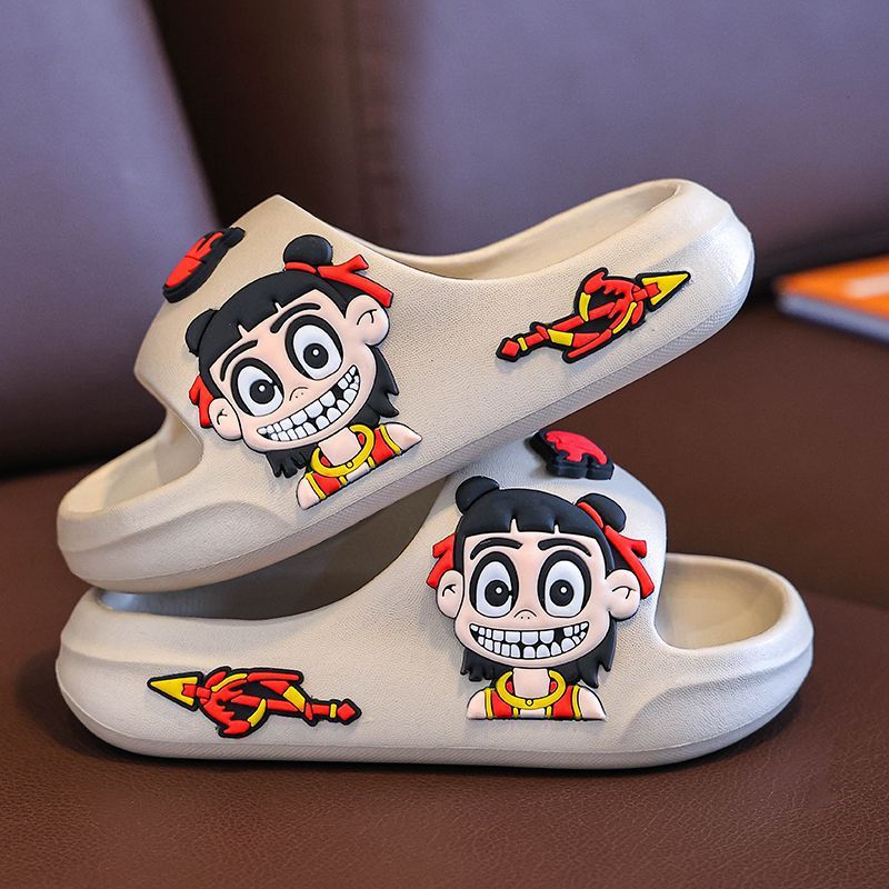 Nezha Kidsren's Slippers for Girls and Boys Summer New Cartoon Bath Indoor Home Bathroom Non-Slip Baby Super Soft