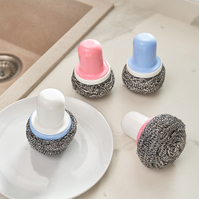 Picture of Kitchen with handle cleaning ball steel wire household goods washing pan brush stainless steel wire dish washing brush