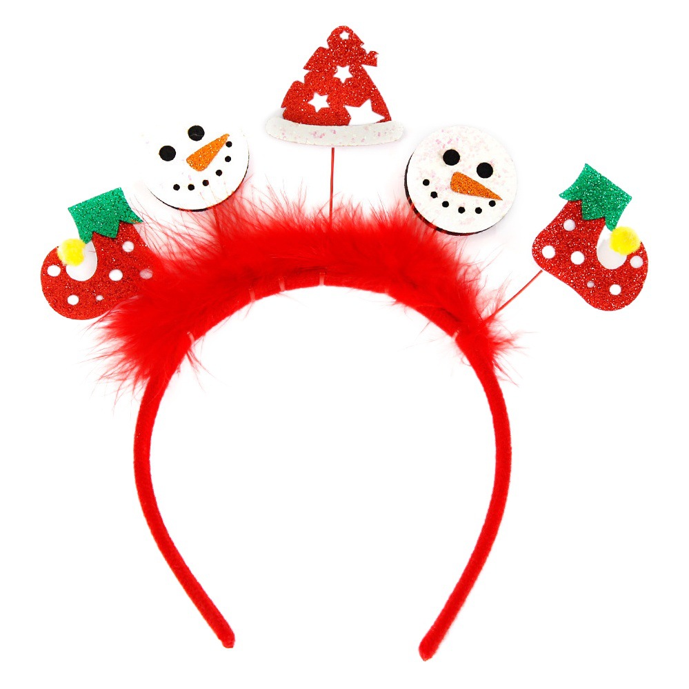 Amazon cross-border Christmas party decorations props elk snowman headdress fluff small card hairband headband