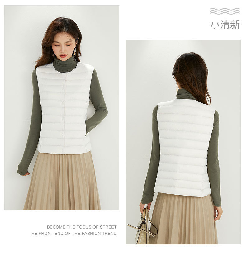 Picture of Cross-Border Tiktok New Women's Collarless down Liner Vest V Neck Lightweight Warm Jacket Vest Vest Round Neck