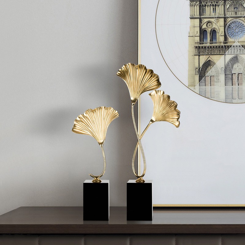 Picture of Designer Pure Copper Light Luxury Ginkgo Leaf Decoration for Villa and Hotel Model Room High-end All Copper Living Room Ornaments