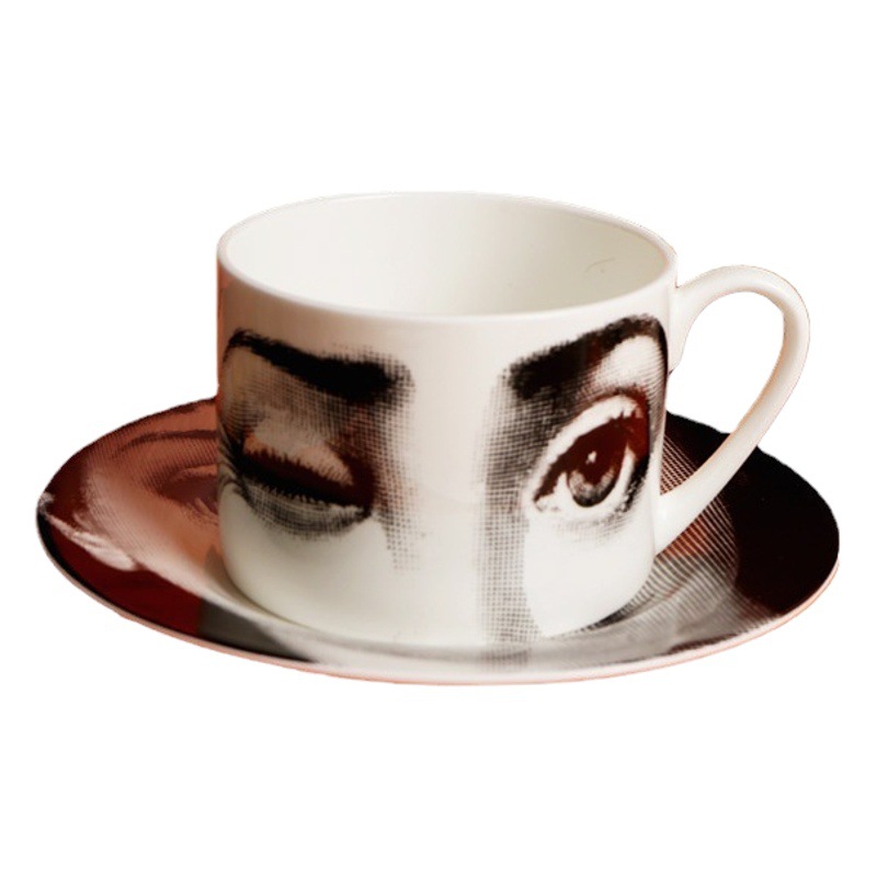 Face Mug Coffee Cup Saucer suit Ceramic Water Cup European Style Creative Household Tableware Afternoon Tea Cup Gift