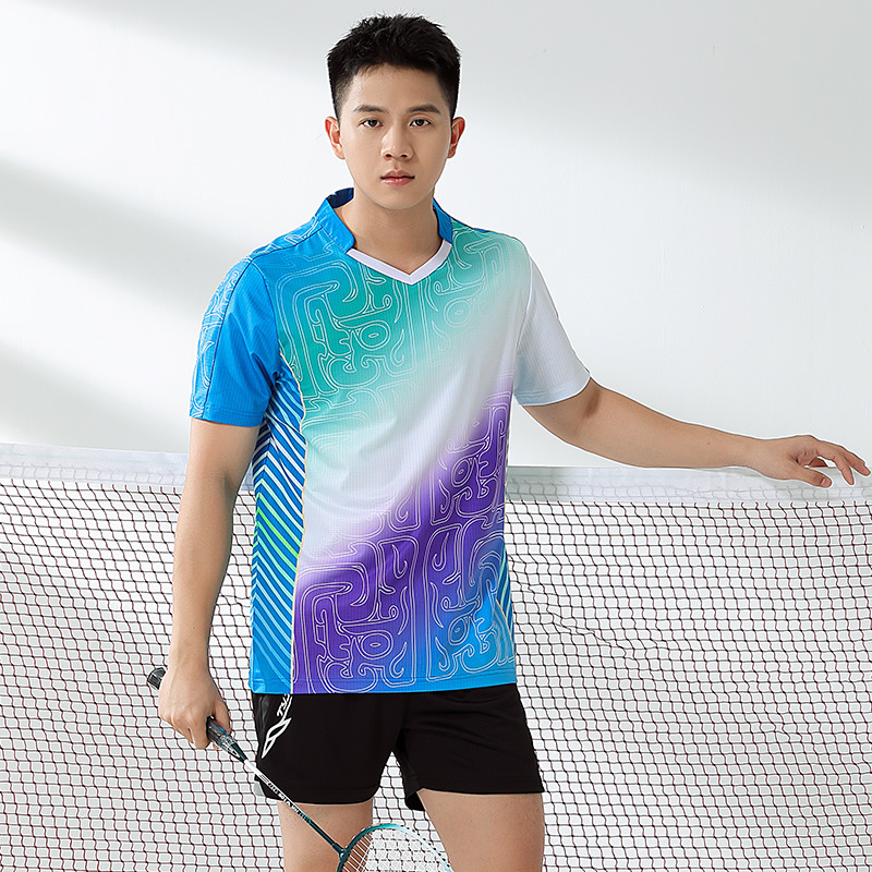Picture of New badminton clothes suit men's quick-drying women's short-sleeved volleyball tennis table tennis clothes summer sports printing number