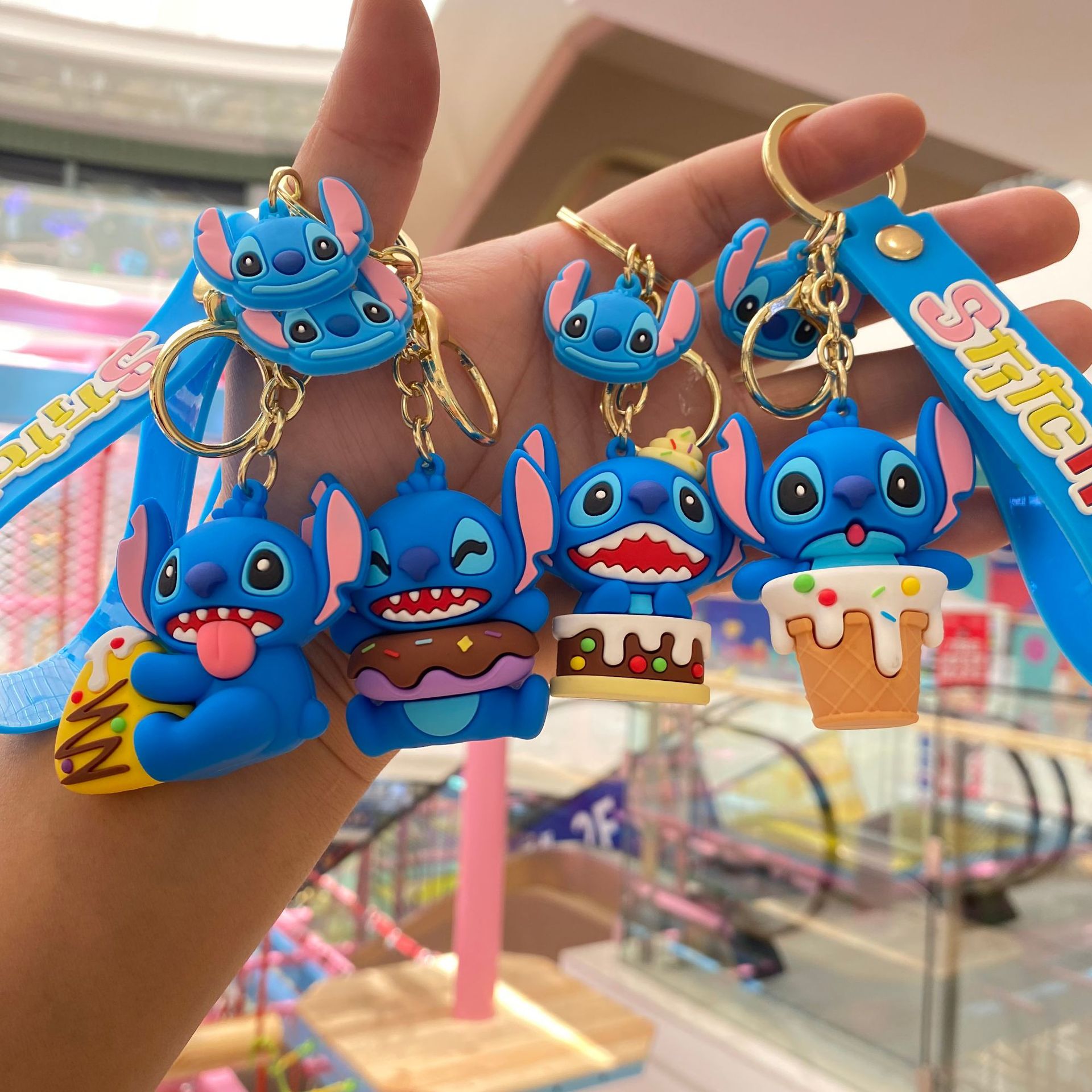 Cartoon cross-border gluttonous Stitch key chain pendant bag car key chain doll catch baby machine gift wholesale