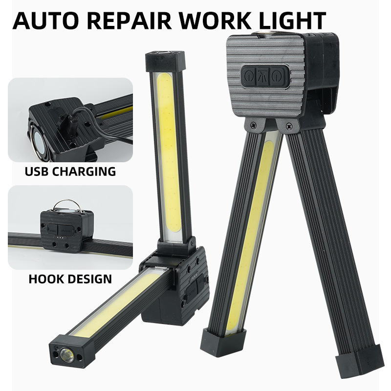 Multifunctional Rechargeable Cob Work Light Led Inspection Light Foldableing Car Magnet Flashlight Repair Light Tent Light