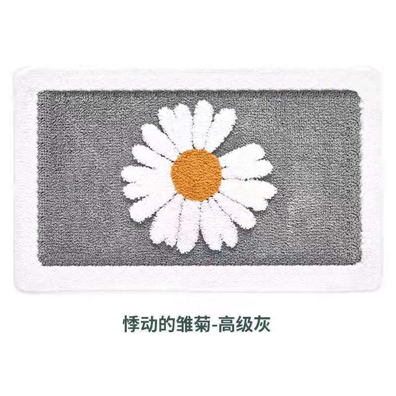Picture of Modern Simple Daisy Carpet Home Toilet Imitation Cashmere Foot Mat Toilet Bathroom Non-Slip Absorbent Floor Mat