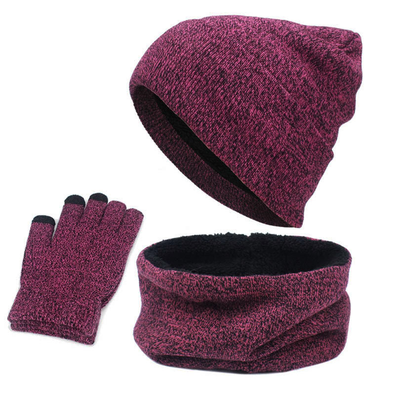 Picture of Foreign Trade Cross-Border Velvet Three-Piece Set Aliexpress Amazon Ebay Warm Suit Winter Hat Scarf Touch Screen Gloves