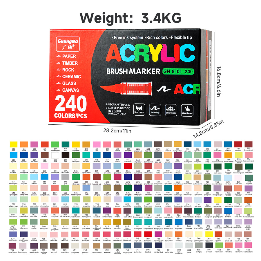Picture of Guangna 8101 Direct Liquid Acrylic Marker 3 Generation 240 Color Ink Volume Uniform Color Stackable No Odor