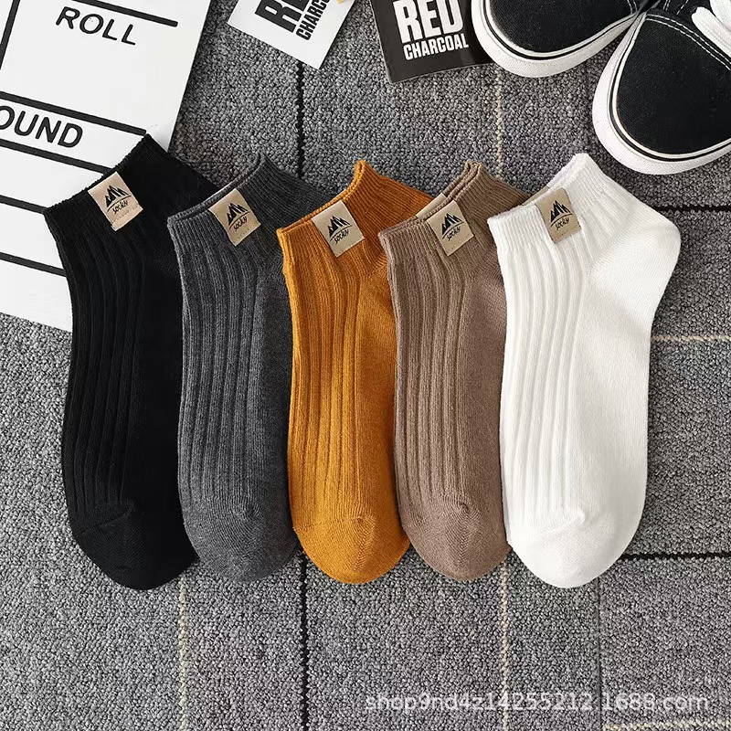 Picture of Socks Men's Summer Solid Color Black and White Grey Boat Socks Unisex Low Mouth Breathable Short Socks Low Top Socks