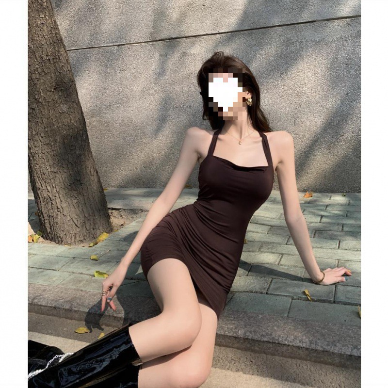 Picture of European and American Spice Girls Sexy Neck Hanging Strap Tight Hip Skirt Women's Summer 2022 Skirt