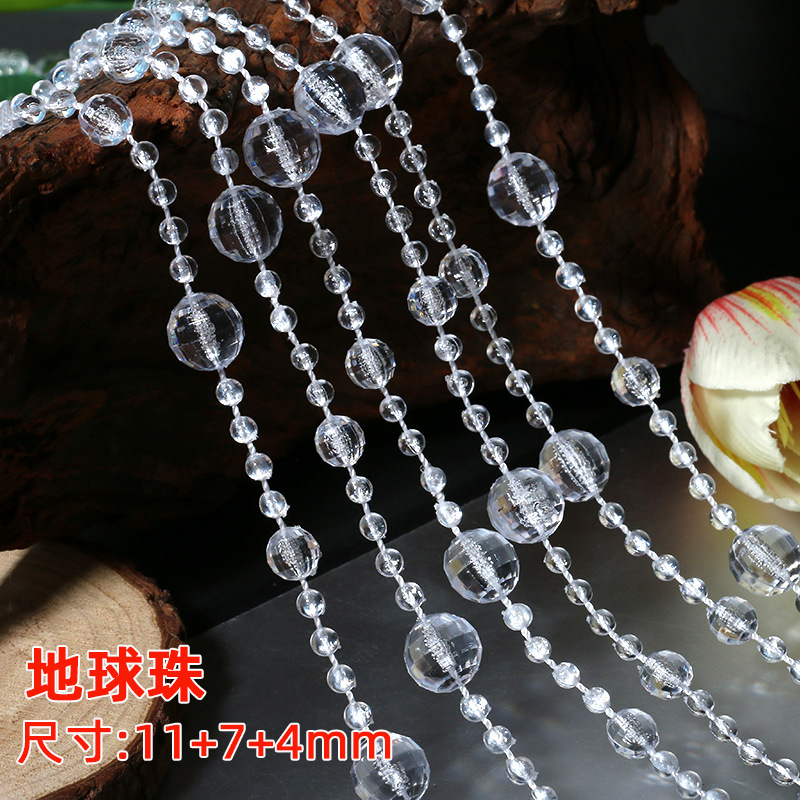 Picture of Acrylic Imitation Crystal Bead Curtain Living Room Decorative Transparent Line Curtain Bead Chain Ceiling Window Curtain Wedding Decoration