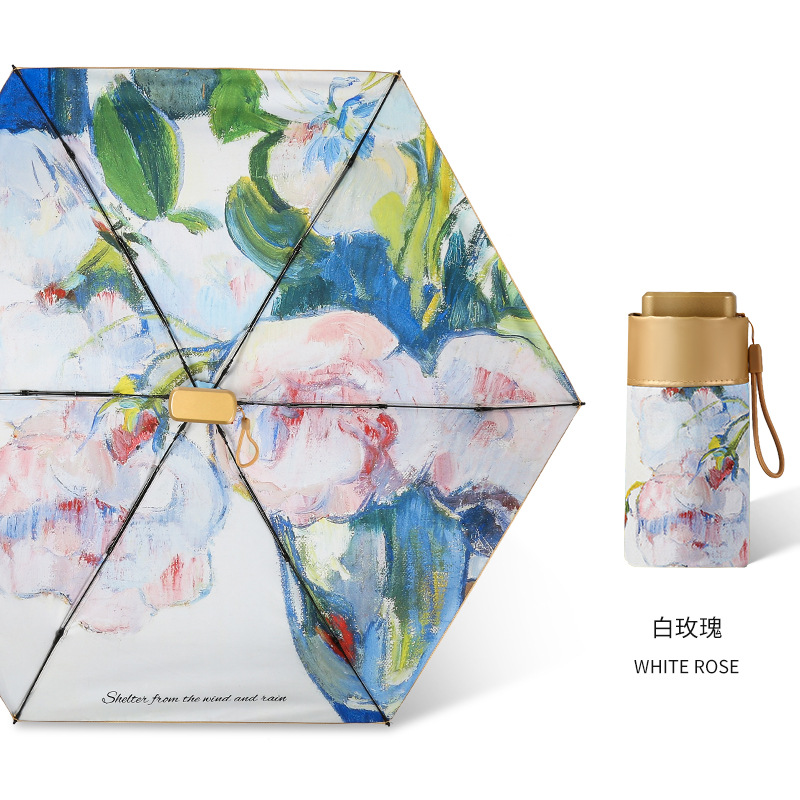 Picture of Manual Parasol with Sun Protection and Uv Protection, Small Gold Umbrella, Flat 40% off Titanium Gold Gift Box, Custom Sun Umbrella, Small and Fresh Style