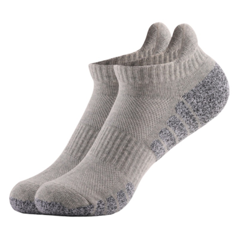 Cross Border in stock Socks Men's Thickened Towel Bottom Running Socks Cotton Boat Socks Shockproof Sweat Absorbing Breathable Sports Basketball Socks