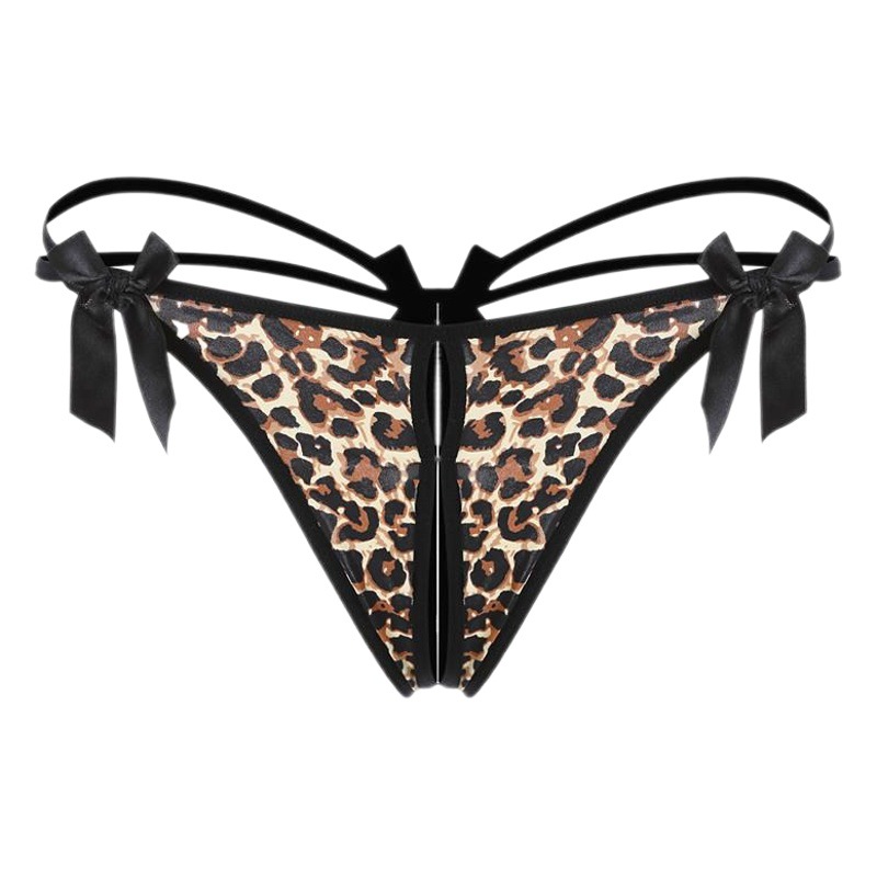 Fashionable Ice Silk Hot and Sexy Underwear for Women, Hollow Crotchless Erotic Underwear, Women's T-Pants, Easy to Take Off and Convenient Pants