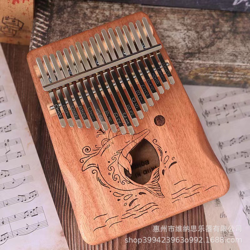 Picture of Thumb Piano 17-Tone Kalimba Kalimba 21-Tone Kalimba Finger Piano Instrument Solid Wood Rainbow Model