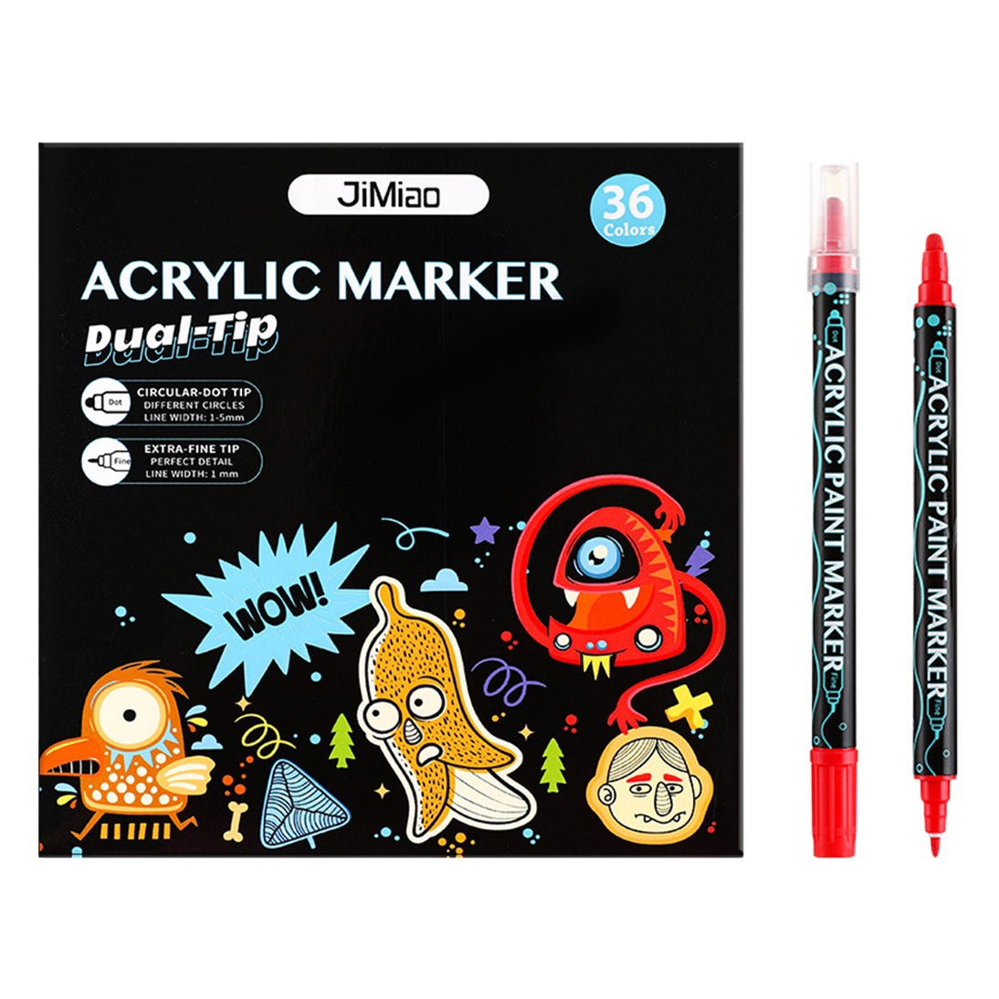 Amazon hot-selling acrylic marker double-headed dot pen water-based pigment pen ceramic marker 36-color Doodle pen