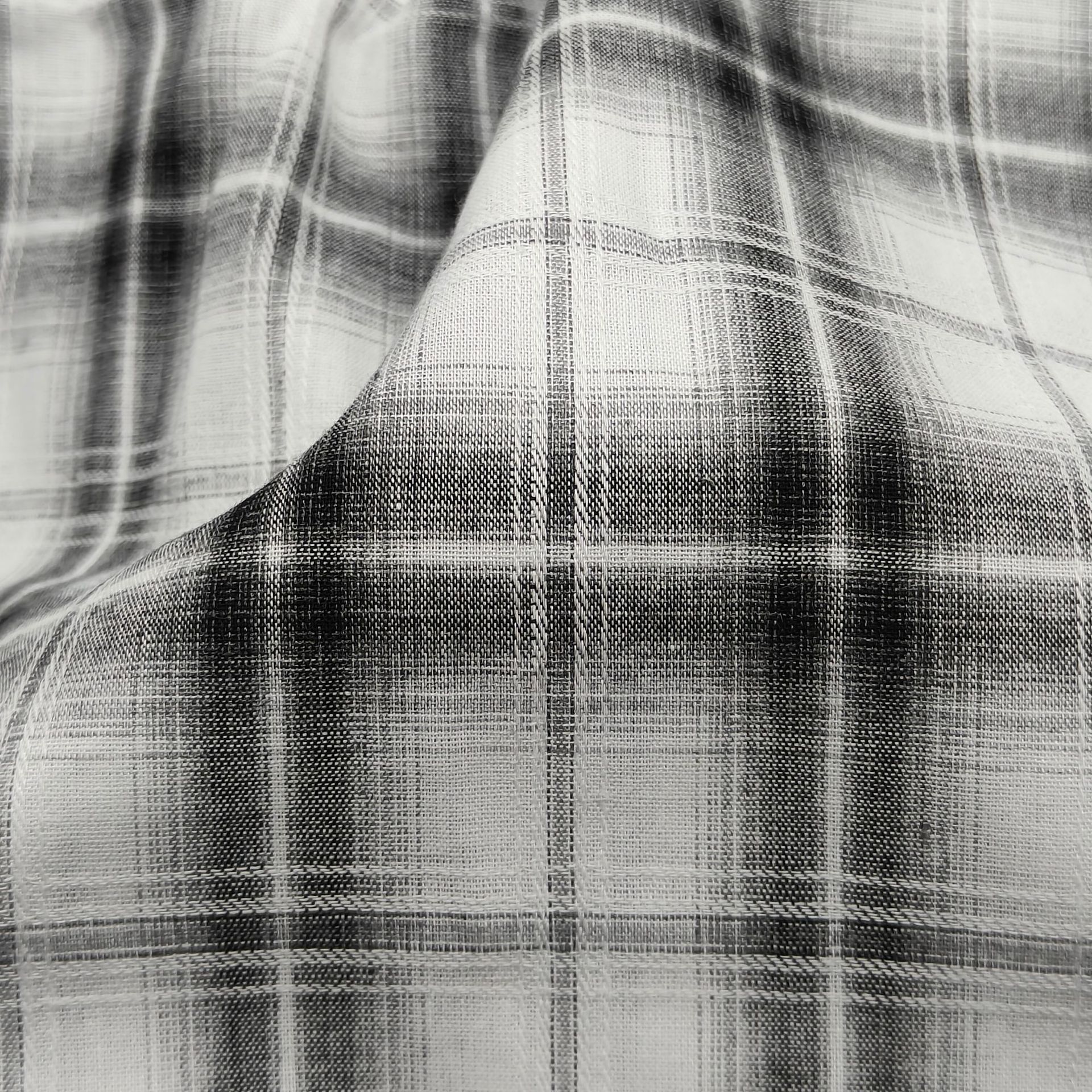 Picture of Spring and Summer Thin Black and White 2-Color Pure Cotton Jacquard Plaid Shirt Sun Protection Dress Dress Yarn-Dyed Fabric Breathable New Product