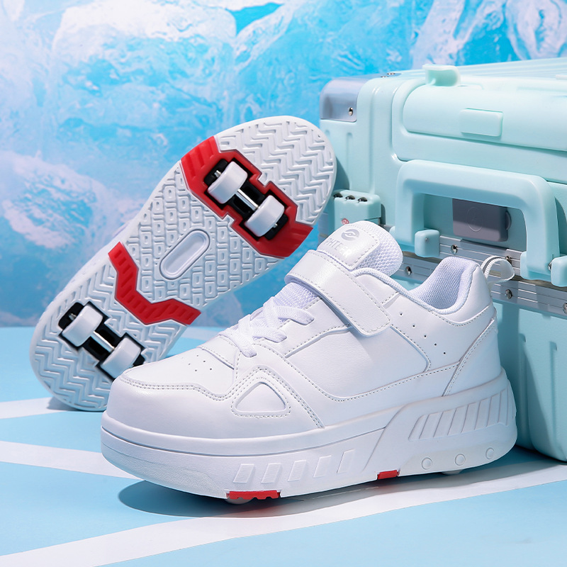 Picture of Pulley Heol Shoes Skate Shoes Four-wheel Deformation Shoes Children Adult Roller Skate Shoes Wheel Shoes Double Rai Wheel New