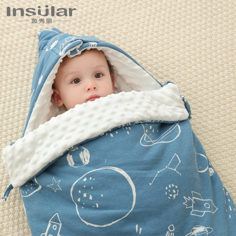 Picture of Yinxiuli Autumn and Winter Thickened Baby Pure Cotton Anti-Scare Sleeping Bag Baby Anti-kick Quilt Baby Bean Blanket Sleeping Bag Large Size