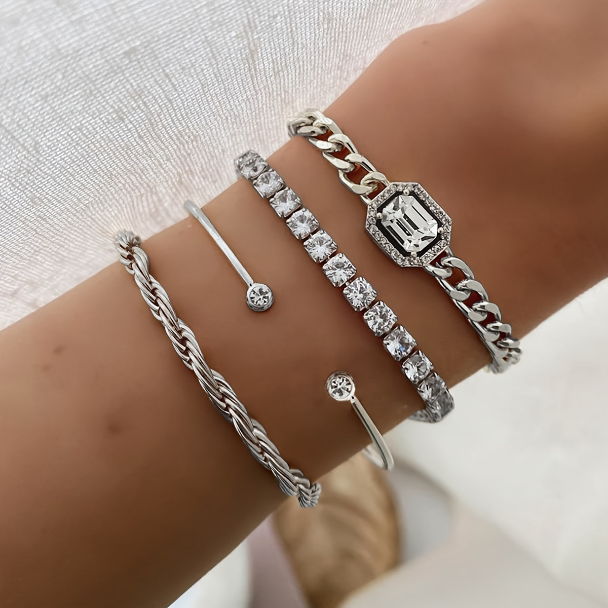 Europe and the United States foreign trade accessories wholesale exaggerated punk bracelet personality twist bracelet imitation gem bracelet suit 4