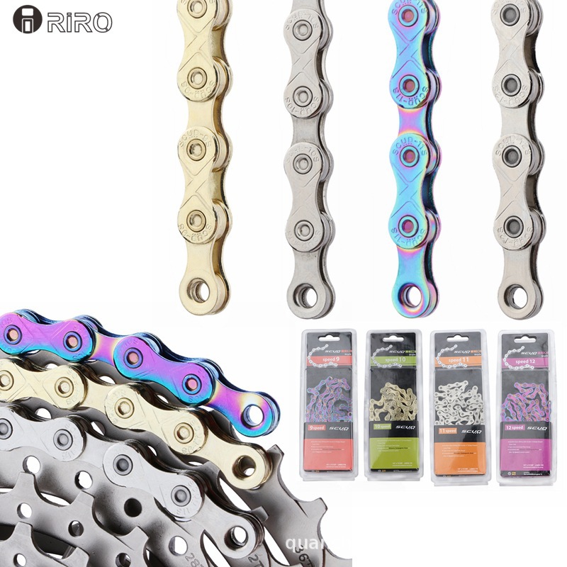 Cross-border hot mountain road bike chain 9/10/11/12 speed ultra light electroplated Golden colorful magic buckle