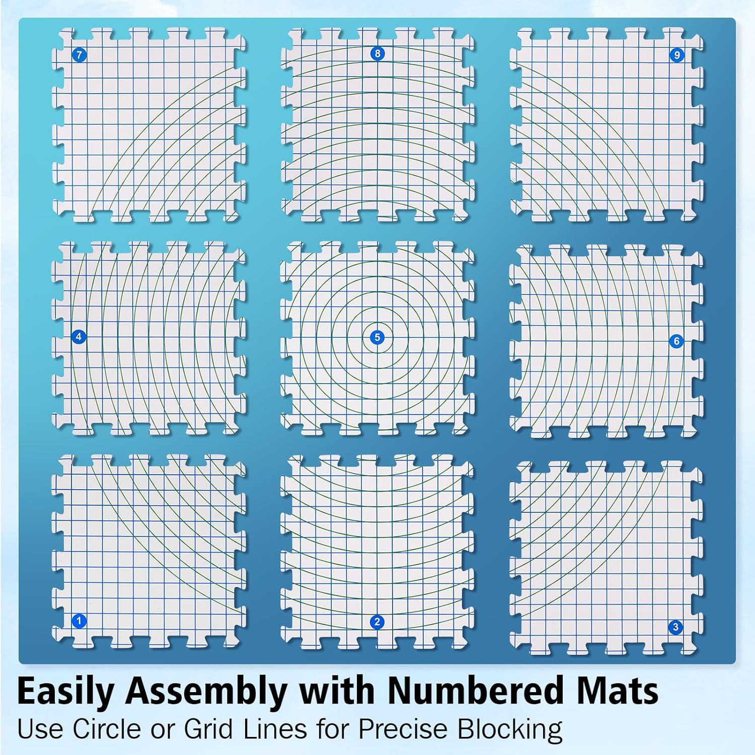 Cross-border supply grid knitted blocking board eva wool shawl pad printing woven foam positioning pad 9 pieces