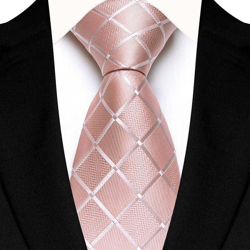 Picture of Men's Tie Polyester Jacquard Fabric Dress Business Stripe Red Wedding Groom Best Man Hand Tie Tie