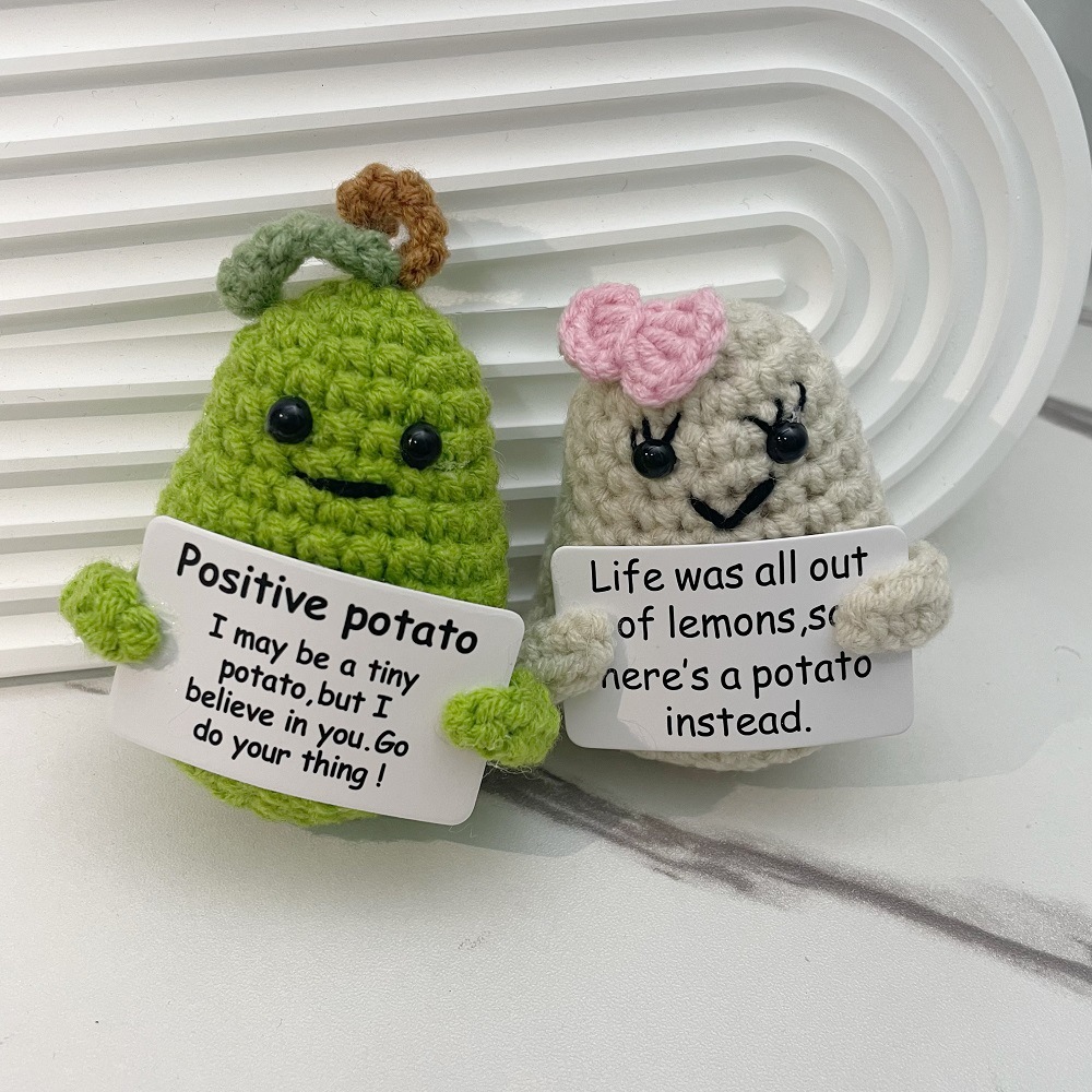 Picture of Cross-Border hand-woven wool potato sunflower pot suit funny facial expression bag doll car pendant