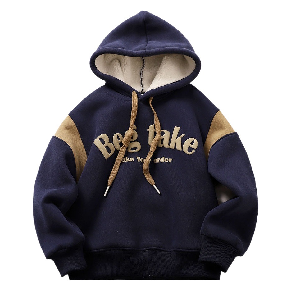 Picture of Boys' fleece-lined sweater autumn and winter children's hooded pullover sports top 2024 Winter thickened bottoming shirt fashion