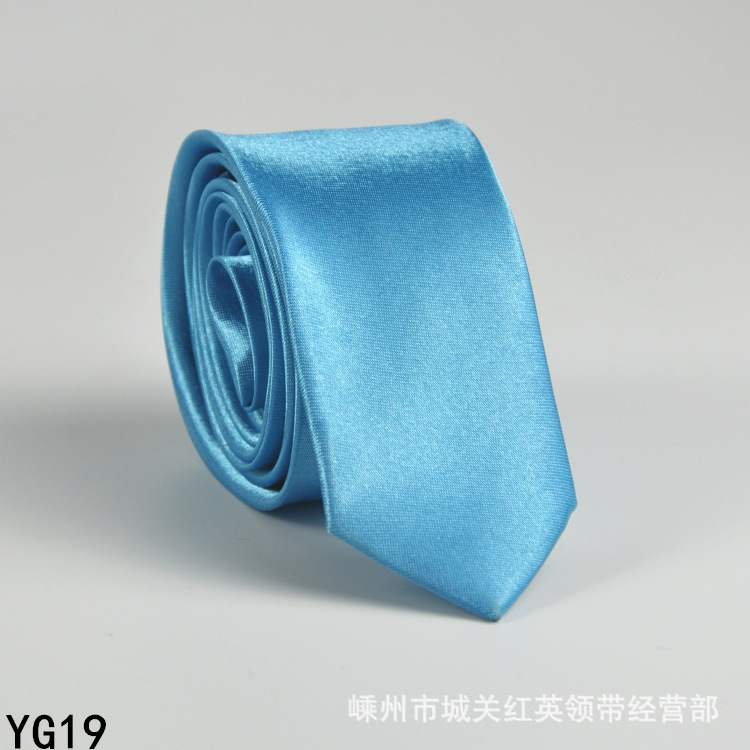 Picture of Solid color tie men's casual 5cm Korean style artificial silk narrow tie for workplace wedding business administrative wholesale