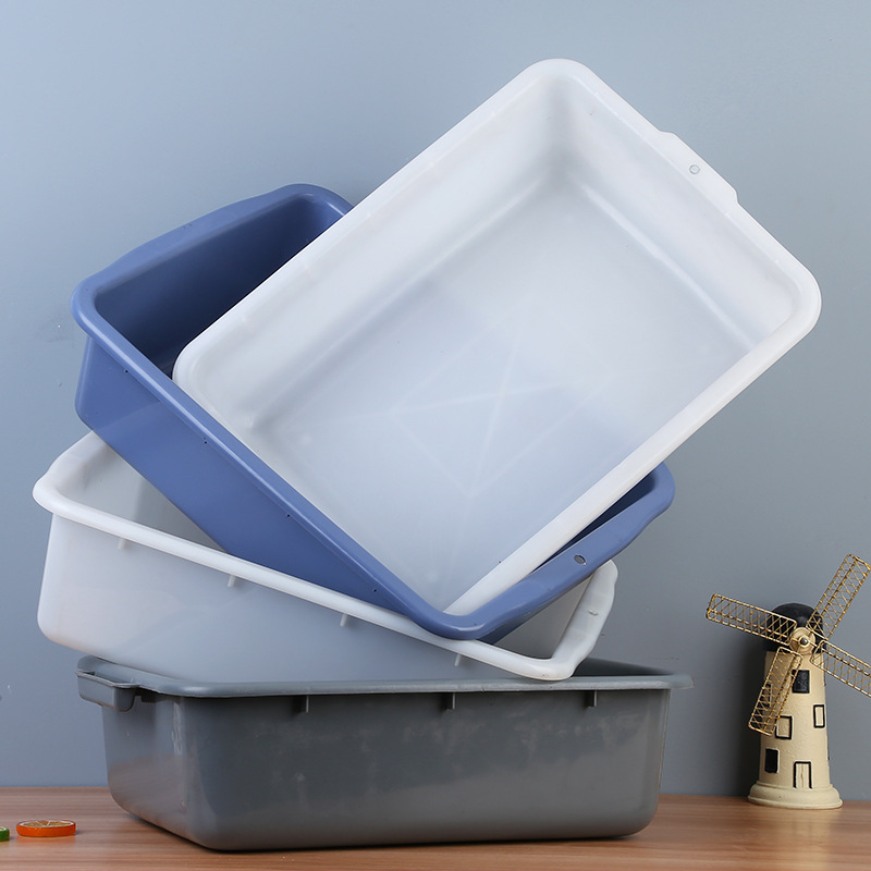 Plastic White Gray Hotel Storage Basin Thickeneded Plastic Long Basin Freezer Basin Square Basin Storage Storage Box Without Lid