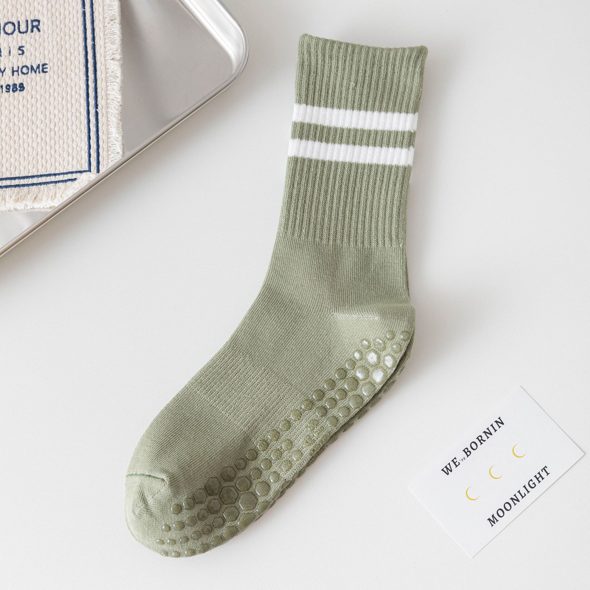 Picture of Pilates socks professional non-slip socks five-finger socks mid-calf yoga socks non-slip sports solid color floor socks yoga socks