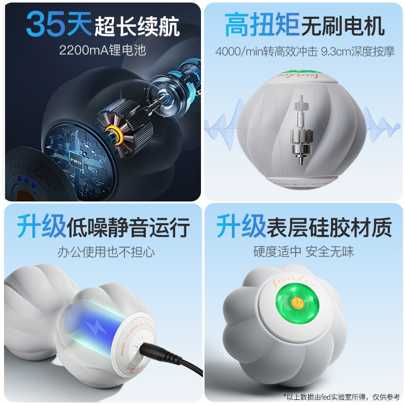 Picture of Flyton Fascia Ball Electric Deep Massage Muscle Relaxation Cervical Spine Foot Yoga Ball Silicone Massage Peanut Ball