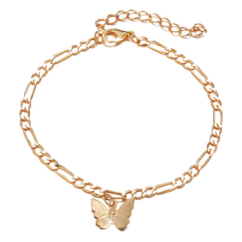 European and American new butterfly pendant chain anklet creative retro simple alloy anklet wholesale