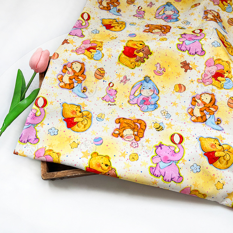 Winnie the Pooh 100% cotton 8-inch canvas bag jacket pet seat cushion outdoor bag vest handmade DIY fabric