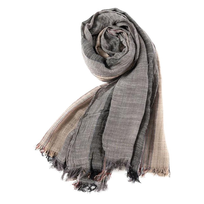 Autumn and Winter Artistic Cotton and Linen Scarves Pure Cotton Ready-Made Wholesale Office High-End Yarn-Dyed Bamboo Cotton Scarves Cross-Border